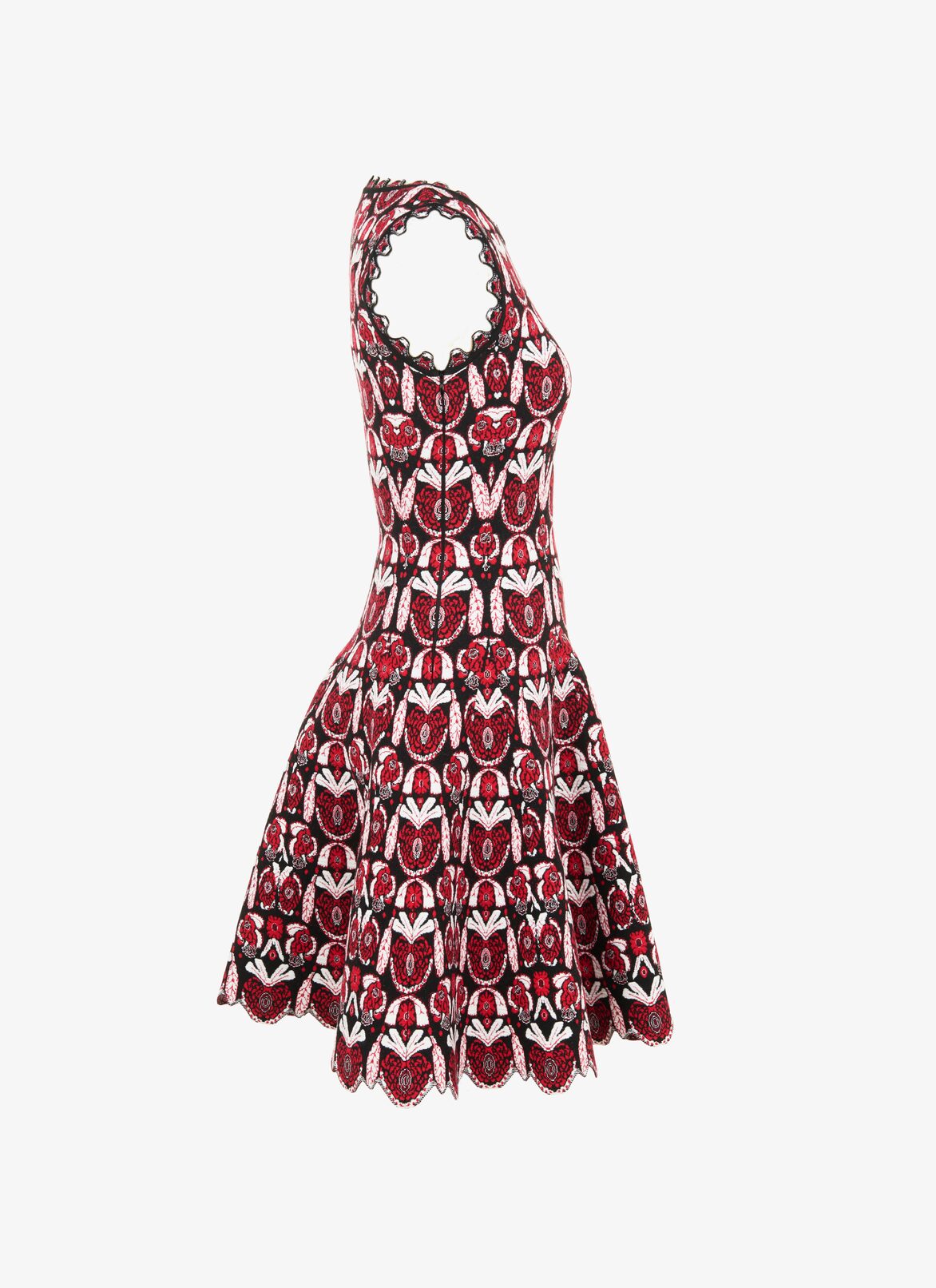 Flared Knitted Dress ALAÏA BLACK/RED FLARED KNITTED DRESS